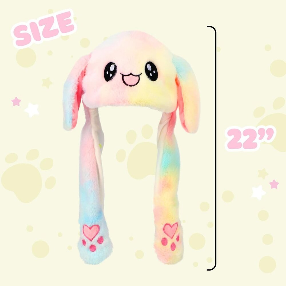 Kids rainbow Animal Hat with Ears Moving Jumping Pop Up Beating Plush Holiday - Picture 2 of 9